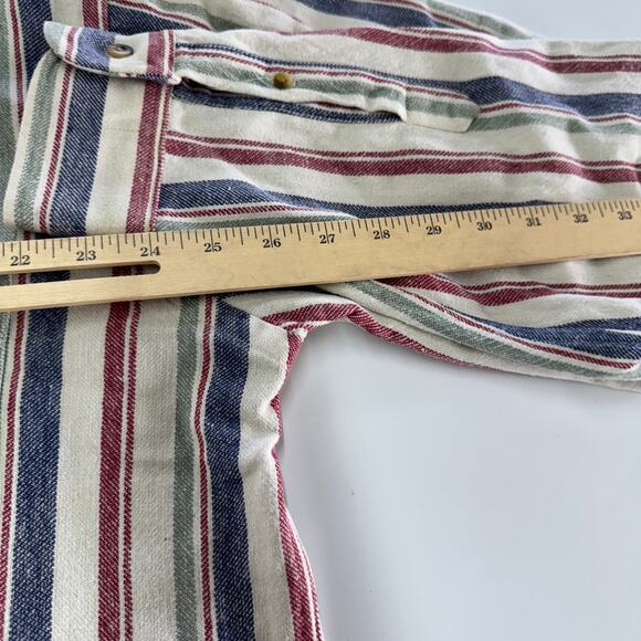 Nautica Shirt Mens X Large Blue White Red Striped Denim Button Down Vintage - Picture 7 of 7